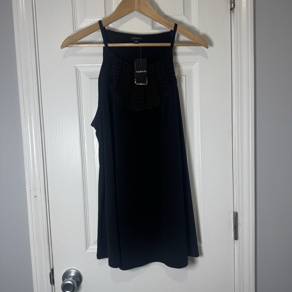 Torrid Womens Black Crochet High Neck Tank Top Plus Size 1X 14 16 NWT